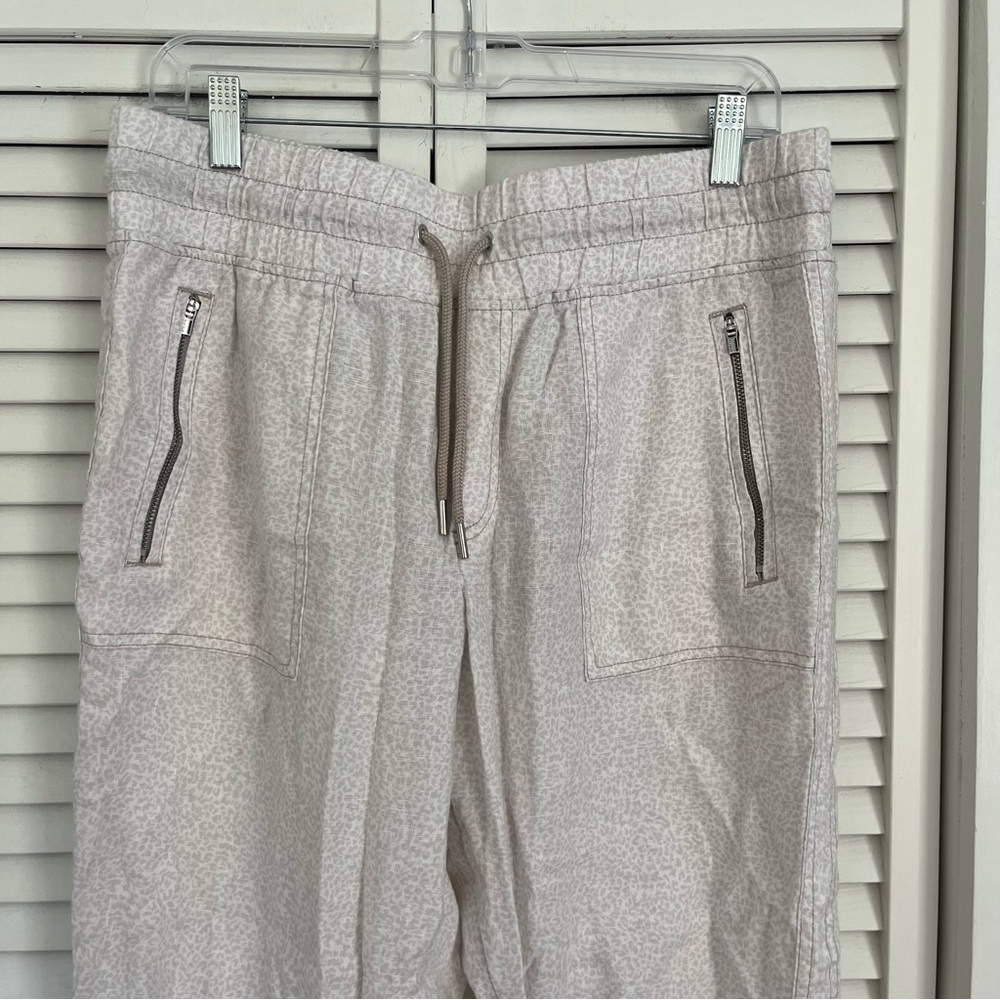 Athleta Cabo Linen Joggers 12P Pale Mini Cheetah pattern - Picture 4 of 8